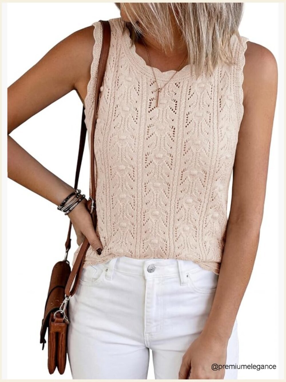 Crochet Sleeveless Loose Fit Sweater Vest Tank Top Hollow Out Summer Beach
